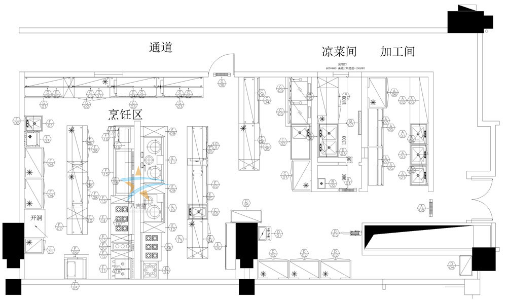 深圳帝先生高級會所廚房工程設計圖
