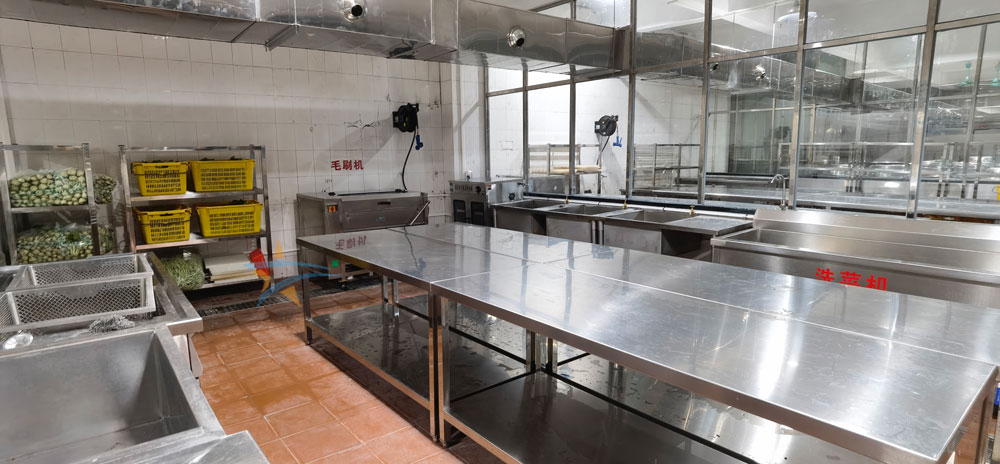 虎門捷勝小學食堂廚房蔬菜粗加工區
